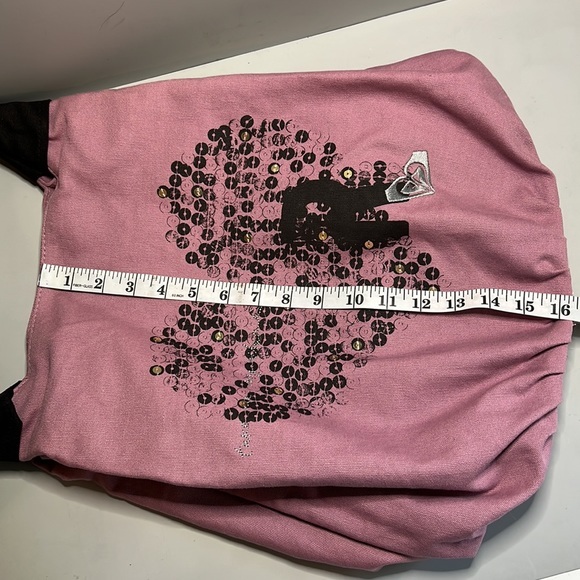 Roxy large mauve/pink tote bag with sequined heart design. - Picture 7 of 12